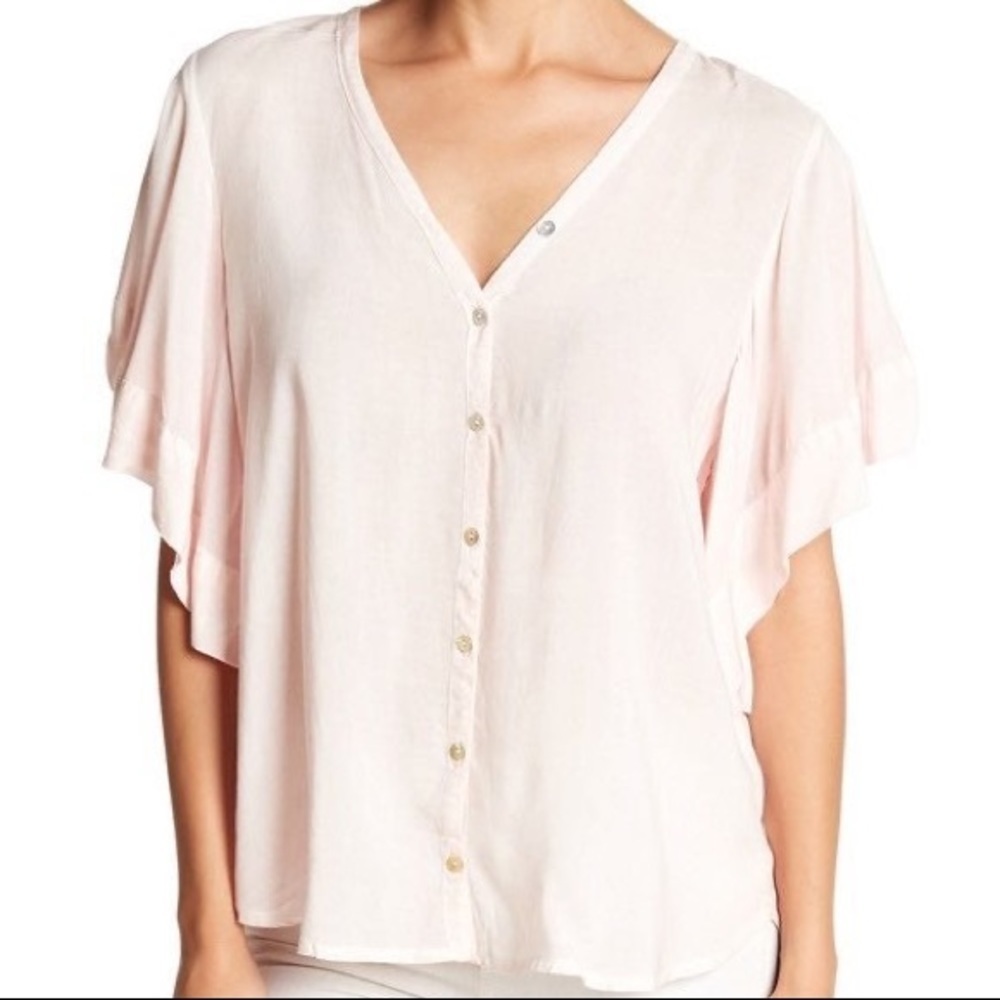 Young Fabulous & Broke Pink Flutter Sleeve Russo Top Size XSmall